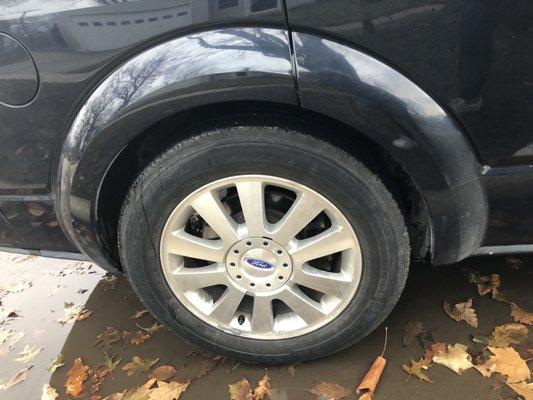 look how clean the $6 touchless car wash got my car. The fender is so shiny, looks almost new