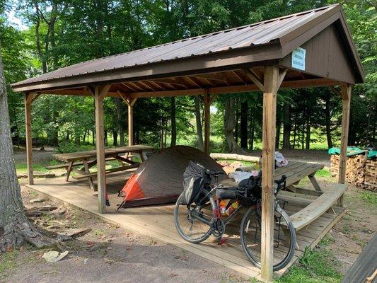 They have a few pavilions in addition to tent sites.