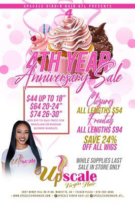 Anniversary Sale starts Monday July 1st 
Upscalevirginhair.com