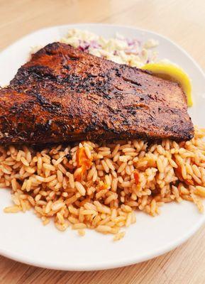 Blackened Ahi, Cole Slaw & Cajun Rice