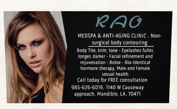 RAO Medspa & Anti-aging clinic . 985-626-6019