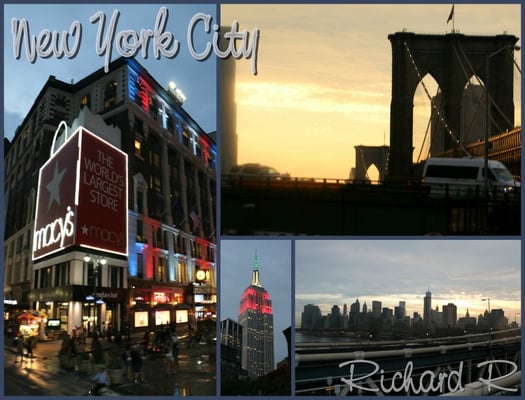 The Macy's store is enormous. Brooklyn Bridge, skyline & Empire State Building @ Dusk.