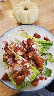 Wedge Salad with crispy chicken