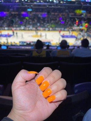 Made it to the Laker Game on time! With my fab nails