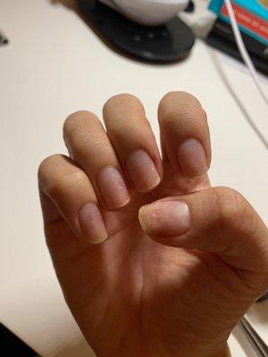 My nails have become all scratched up and ruined, becoming so weak after getting a gel removal from this place. My nails get easily bent.