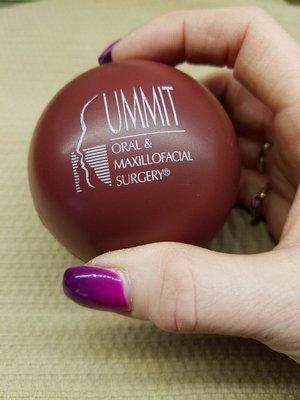 Also my free gift as a new patient,  a stress ball..hope this helps my stress lately