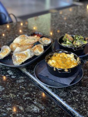 Oysters , Southern Mac and Cheese and Fried Brussel Sprouts