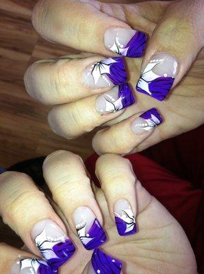 Gel nail with nail art designs by Andy at A&J Pretty Nails