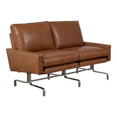 Modern Leather Love-Seat in the Manner of Paul Kjaerholm