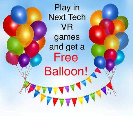 Play in Next Tech VR games for kids and get a free Balloon!