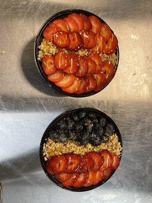 Açaí and berry power bowls, made to our specifications.