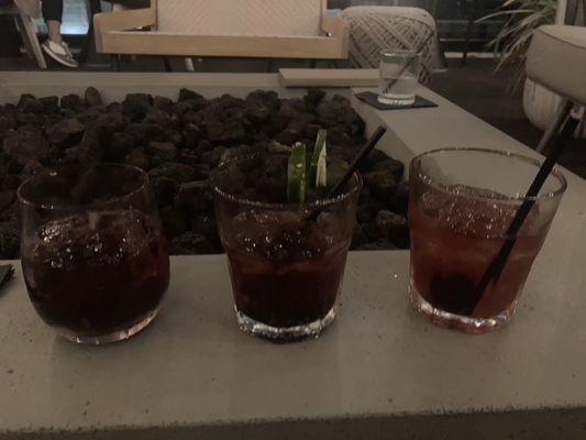 Three inconstantly made drinks