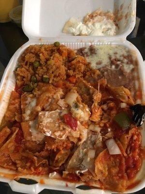 I got the chilaquiles with beans and rice. Its a lot of tasty food.