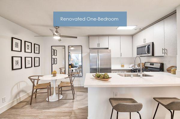 Kitchen - renovated unit at The Meadows Apartment Homes