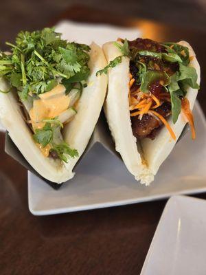 Bao buns: Char siu pork on left. Crispy tofu on right. So very good!