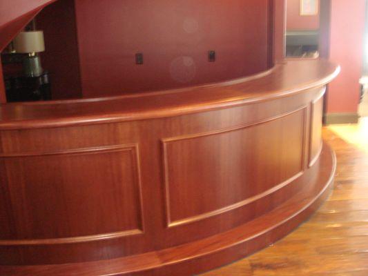 Decreasing Radius Custom Mahogany Hardwood Bar