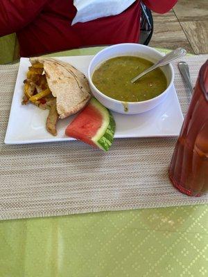 Split pea soup special with Pita.