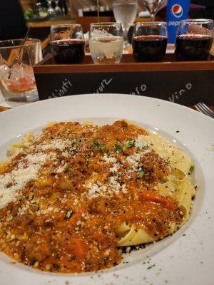 Homemade tagliatelle with bolognese