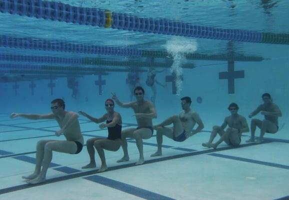 Having a little underwater fun at the end of practice.