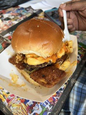 Mac and Cheese Bacon Burger