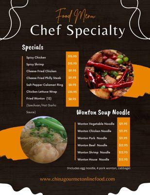 Specialty Menu