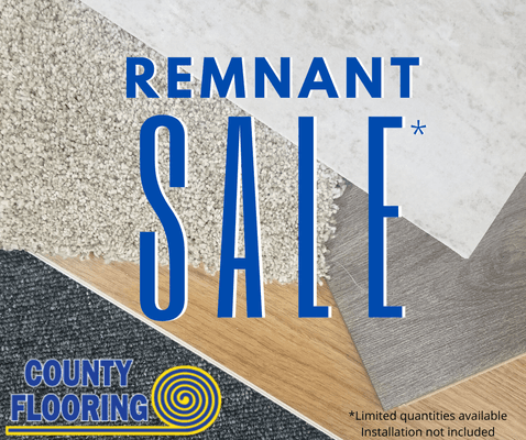 Remnant flooring on sale now!! Perfect for the small flooring project. Call or stop by to inquire about the current selection.