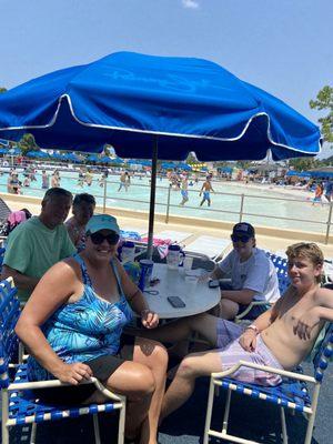 We had a great table all day by the wave pool.