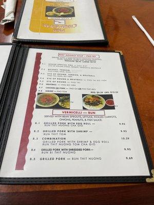 Pho  Menu