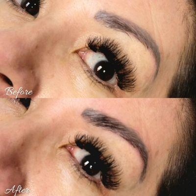 Brow lamination with tinting