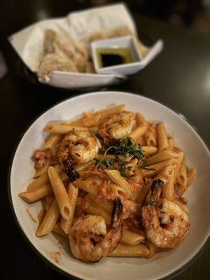 Penne alla vodka with shrimp