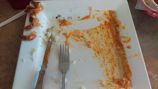 Cleaned the plate of my mummy shrimp.