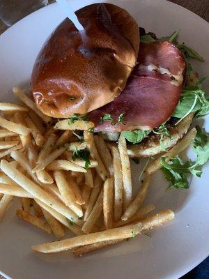 Beef short rib and brisket burger with Parmesan fries!