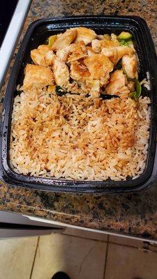 Teriyaki chicken and plain fried rice