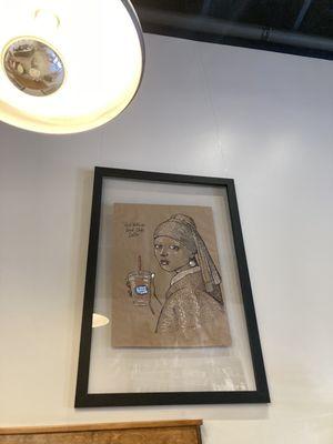 Girl w/ an Iced Chai Latte artwork.