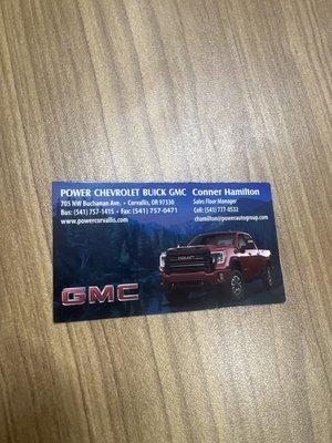 Business card of Conner.