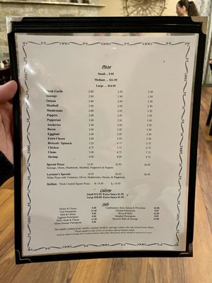 Pizza Menu