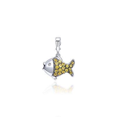 14kt White-Gold Diamond Yellow-Charm/Pendant