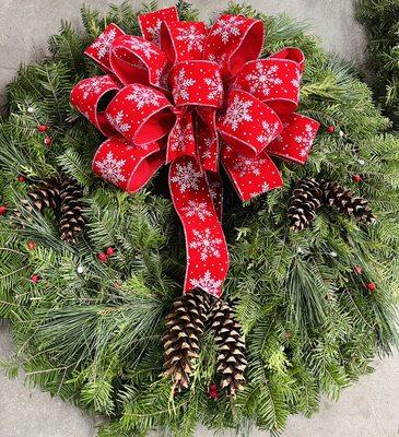 Doorsize wreaths are typically available on a walk-in basis! You can choose from our large selection of ribbon to make it your own