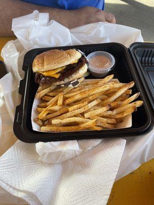 Angus double stack with fries