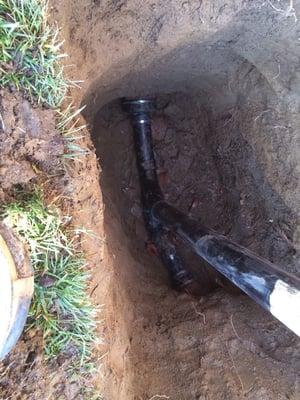 New clean out installation for lateral sewer line