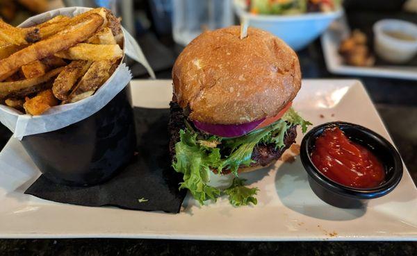 Classic burger with the saltiest fries I've ever had:(