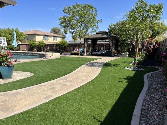 Pavers and artificial turf