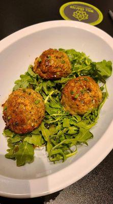 Apple chicken meatballs, crispy outside, juicy inside.