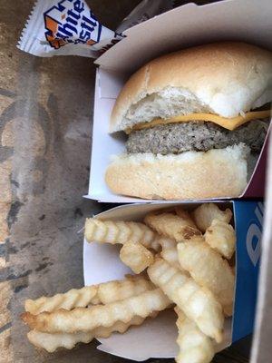 Impossible burger and small fries (I've already eaten some)