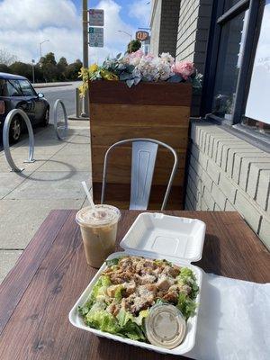 Ceasar Salad and Ice Vanilla Latte