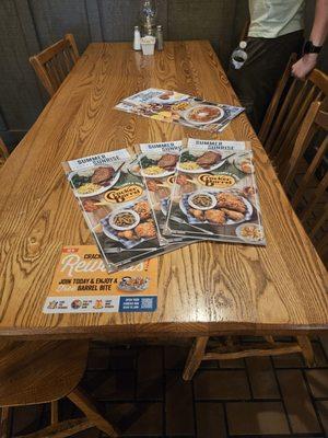 Table with menus