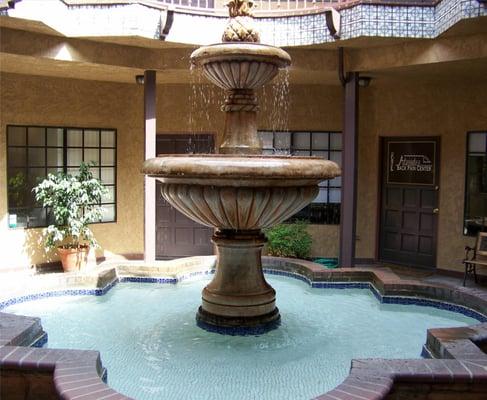 In our courtyard is a beautiful fountain that is calming and relaxing to our patients.