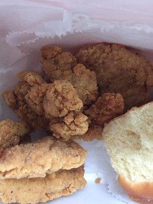 Chicken Strips and a roll