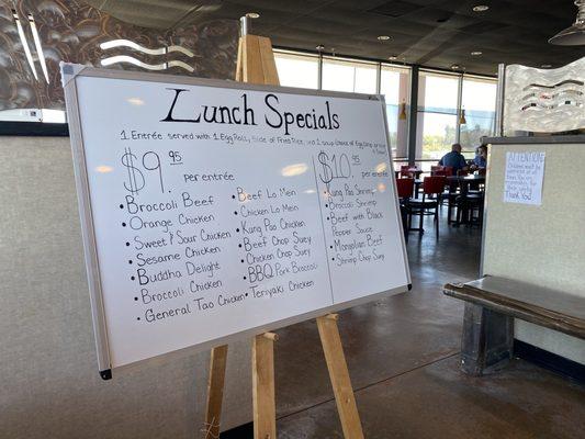 Menu for lunch