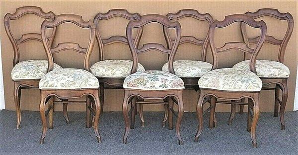 Set of 7 Antique circa 1900 Victorian Balloon Back Chairs